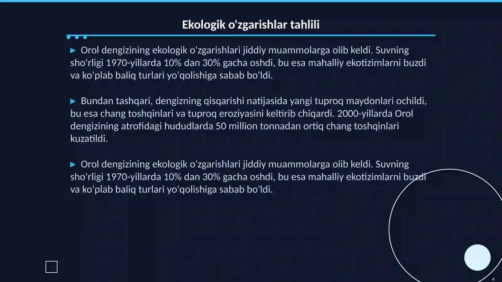 Orol dengizi va orolbo'yi hududining ekologik muammolari 4