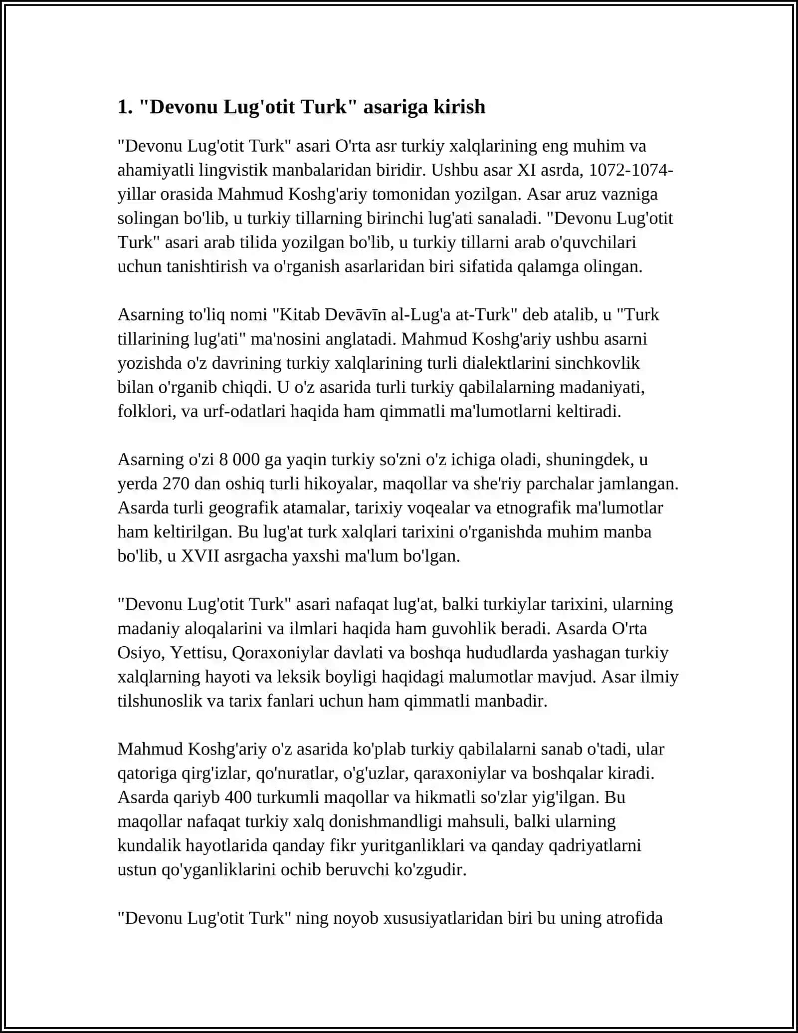 "DEVONU LUG'OTIT TURK" ASARIDA QO'LLANGAN OZIQ-OVQAT TUSHUNCHASINI IFODALOVCHI SO'ZLAR BO'YICHA MA'RUZA TAYYORLASH 4