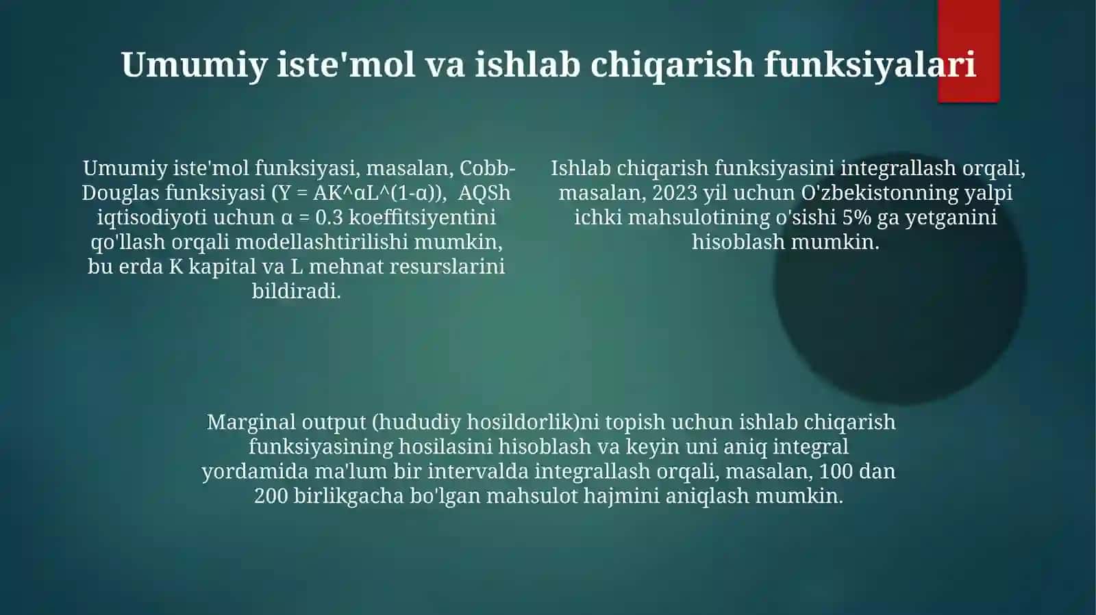 Aniq va noaniq integrallarni iqtisodiyotdagi qo'llanilishi 4