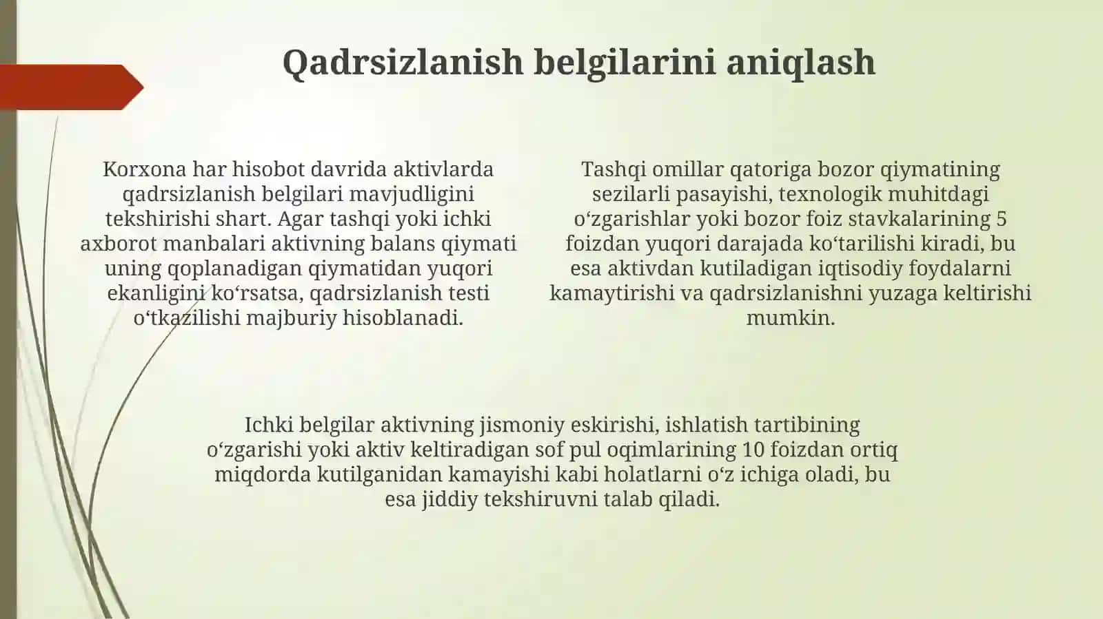 Aktivlarni qadrsizlanishdan zararni aniqlash 4