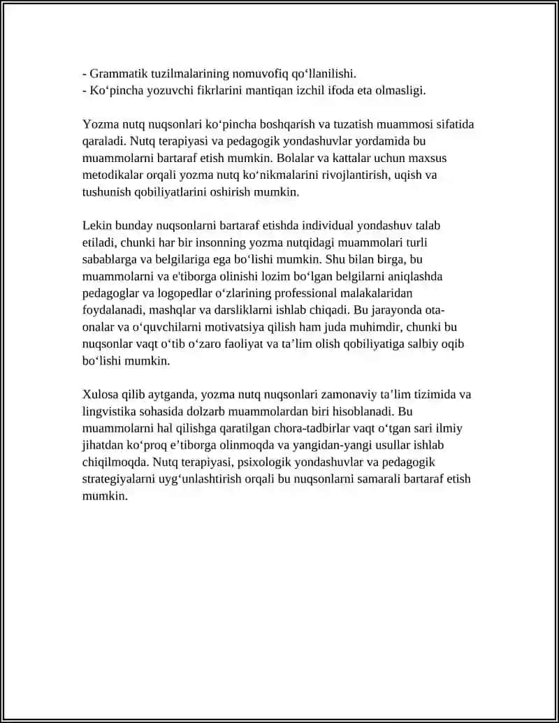 YOZMA NUTQ NUQSONLARI VA UNI BARTARAF ETISHNI KOREKSION TIZIMI 4