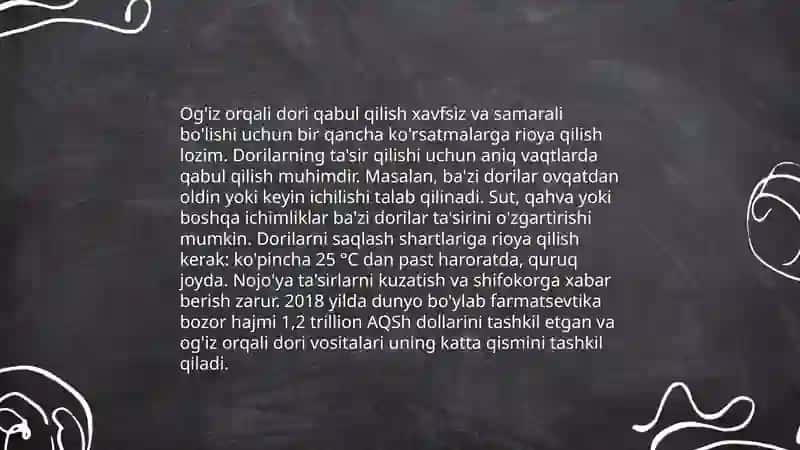 Dori moddalarini yuborish yõllari. Dozalar haqida tushuncha 4