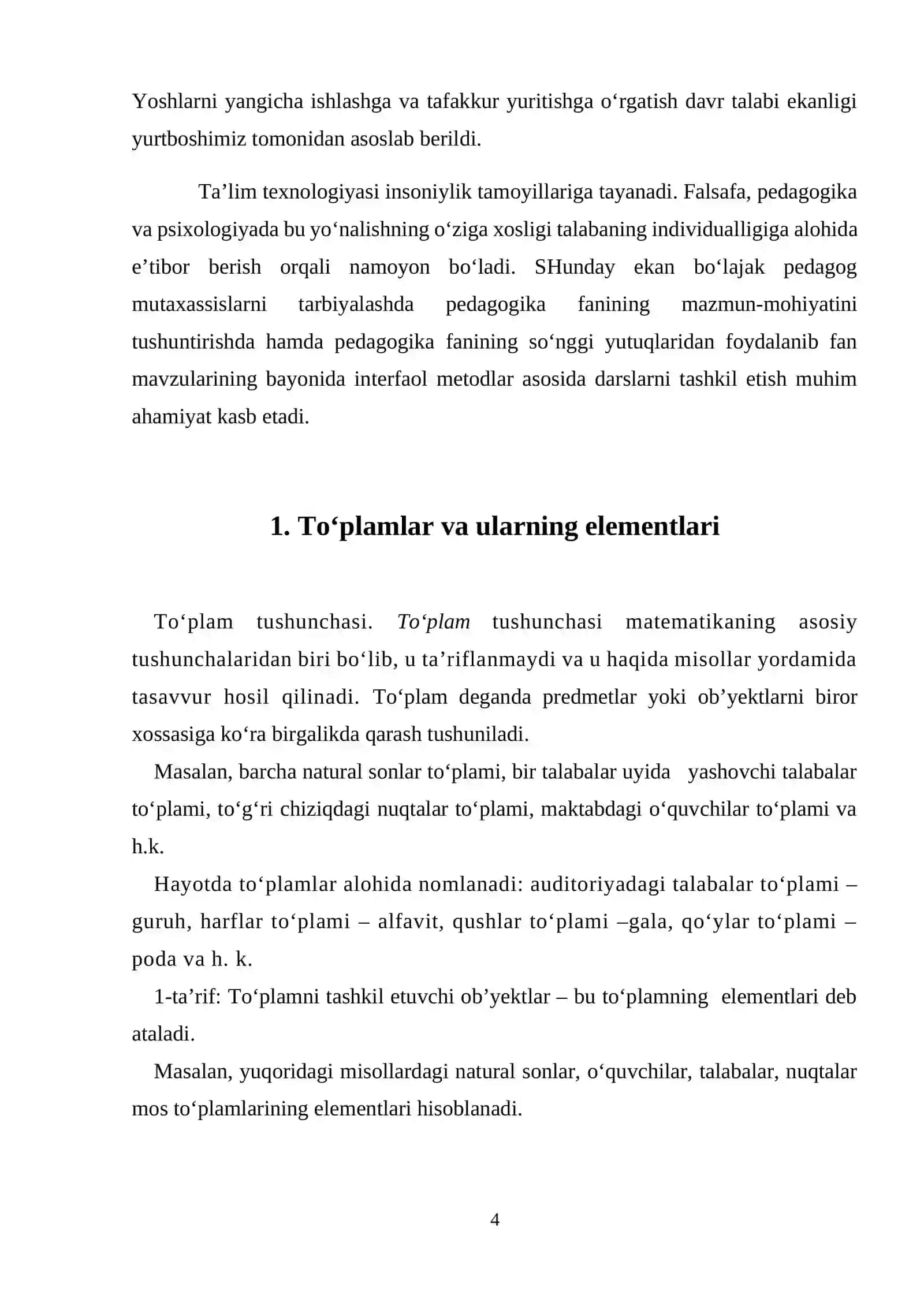 Toʻplamlar va ular ustida amallar. Toʻplamda akslantirishlar 4