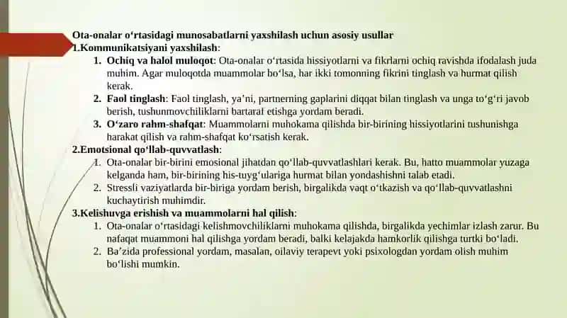 Ota –onalarvabolalarmunosabatlaridagibuzilishlarnikorreksiyalash 4