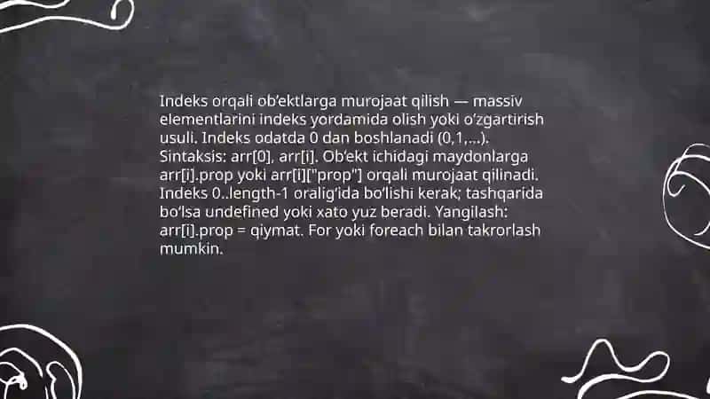 Ob’ektlar massivi bilan ish yuritish 4