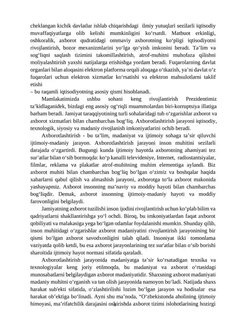AXBOROTNI JAMIYATDA TUTGAN O`RNI VA AHAMIYATI 4