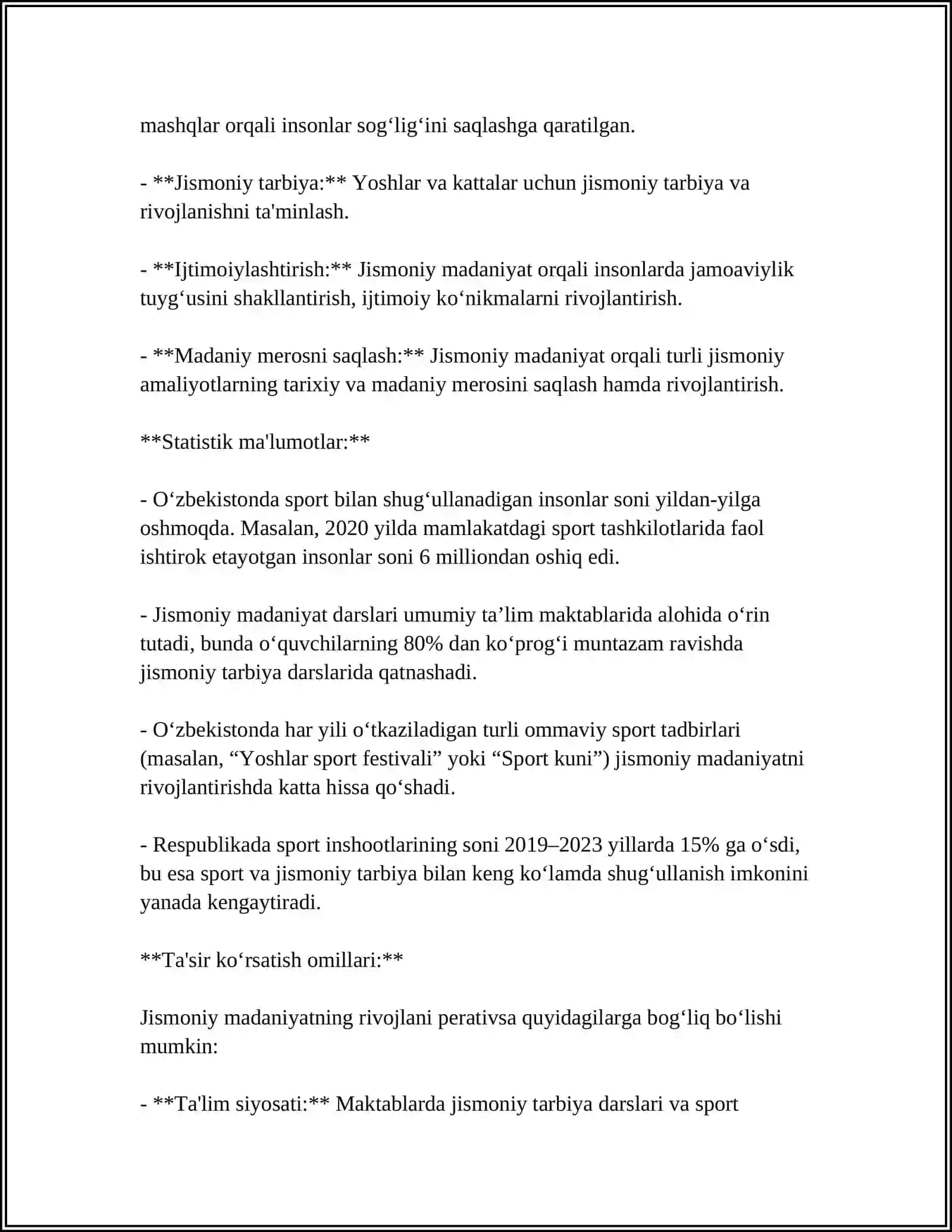 Jismoniy Madaniyatning Vazifalari va Shakllari 4