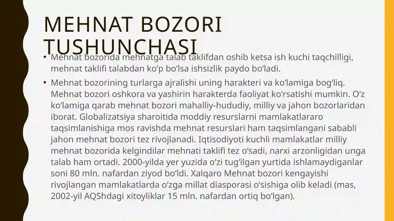 Mehnat bozorining turlari va mehnat bozorini tartibga solish usullari 4