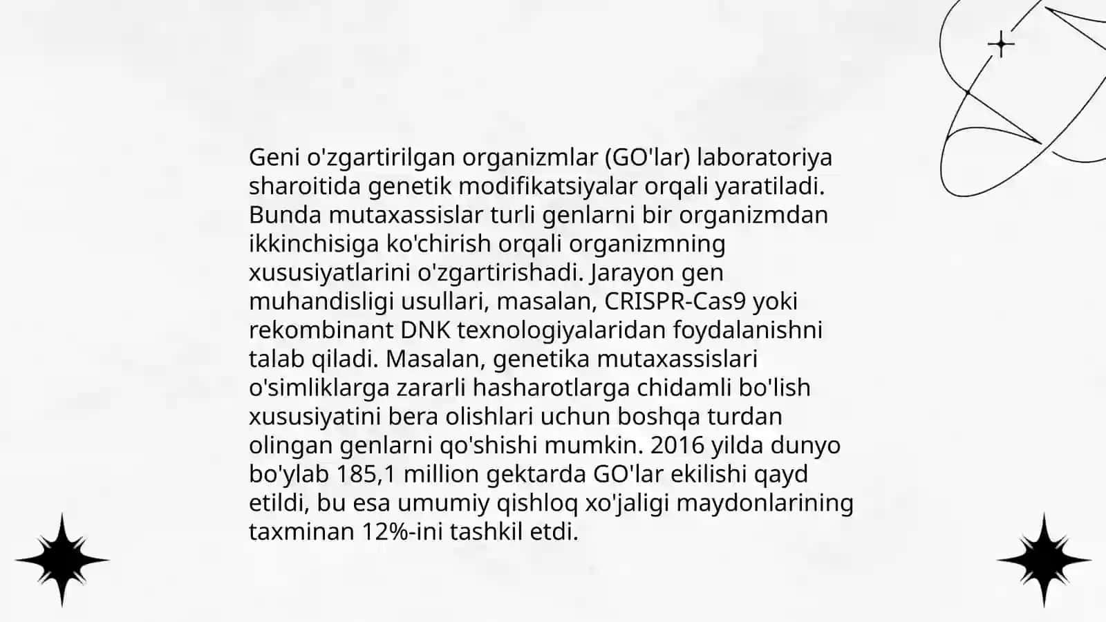 Geni o'zgartirilgan oziq-ovqat mahsulotlari va organizmlar 4