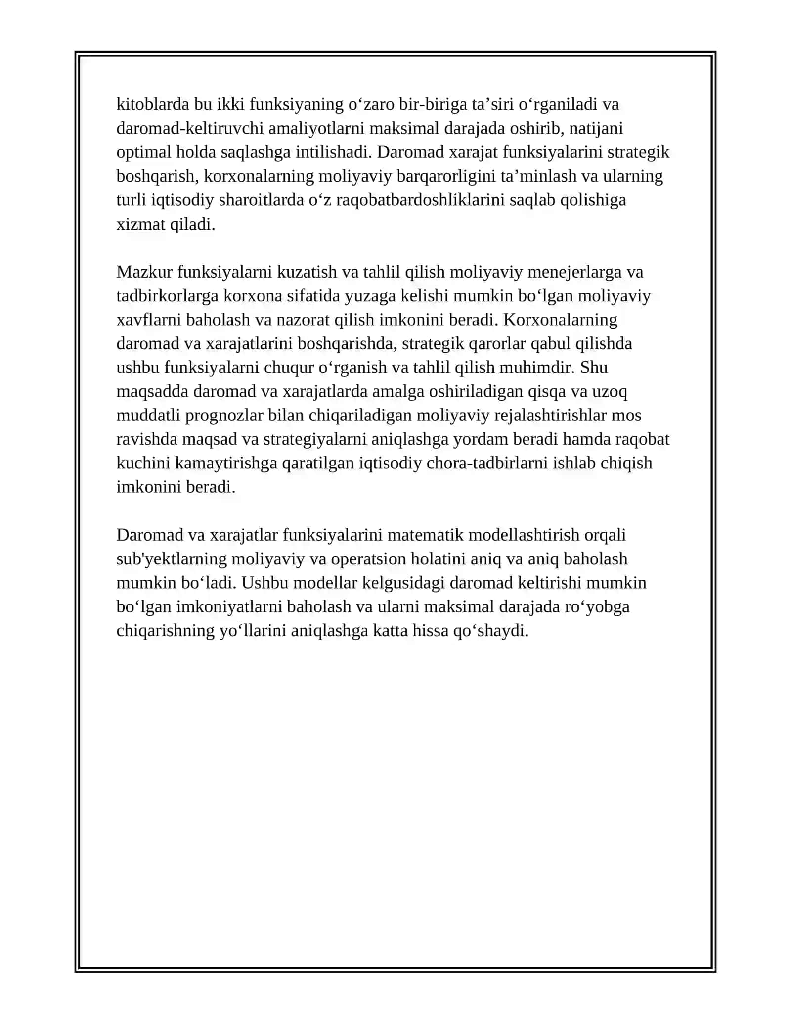 DAROMAD VA XARAJAT FUNKSIYASI 4