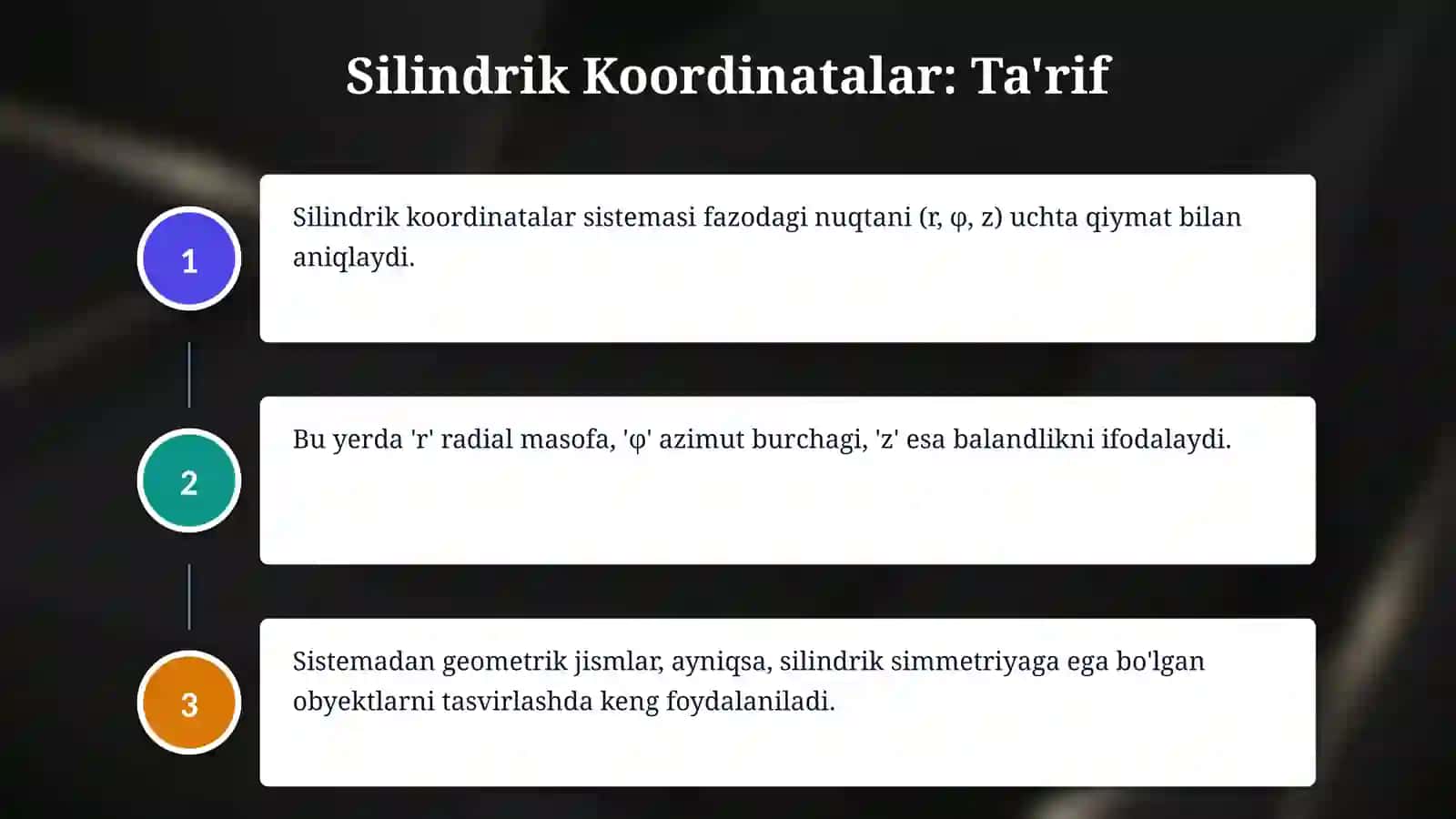 Silindrik koordinatalar sistemasi. Sferik  koordinatalar sistemasi. 4