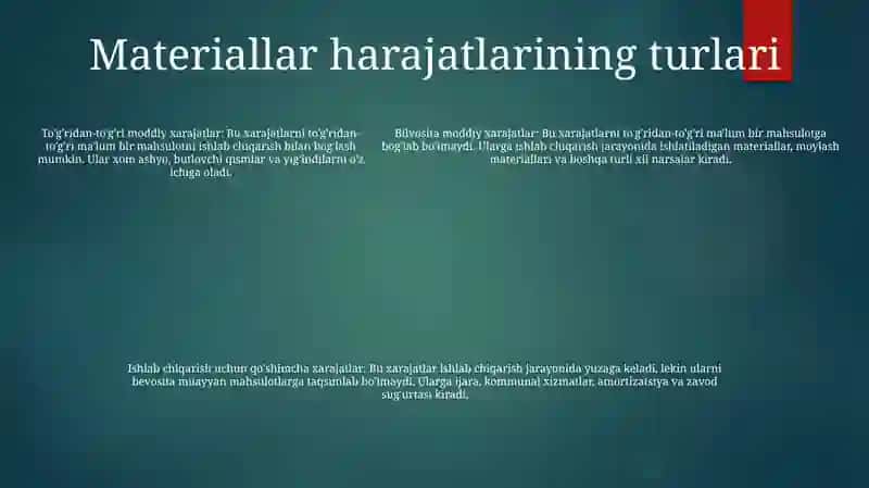 Material Xarajatlarining Hisobi 4