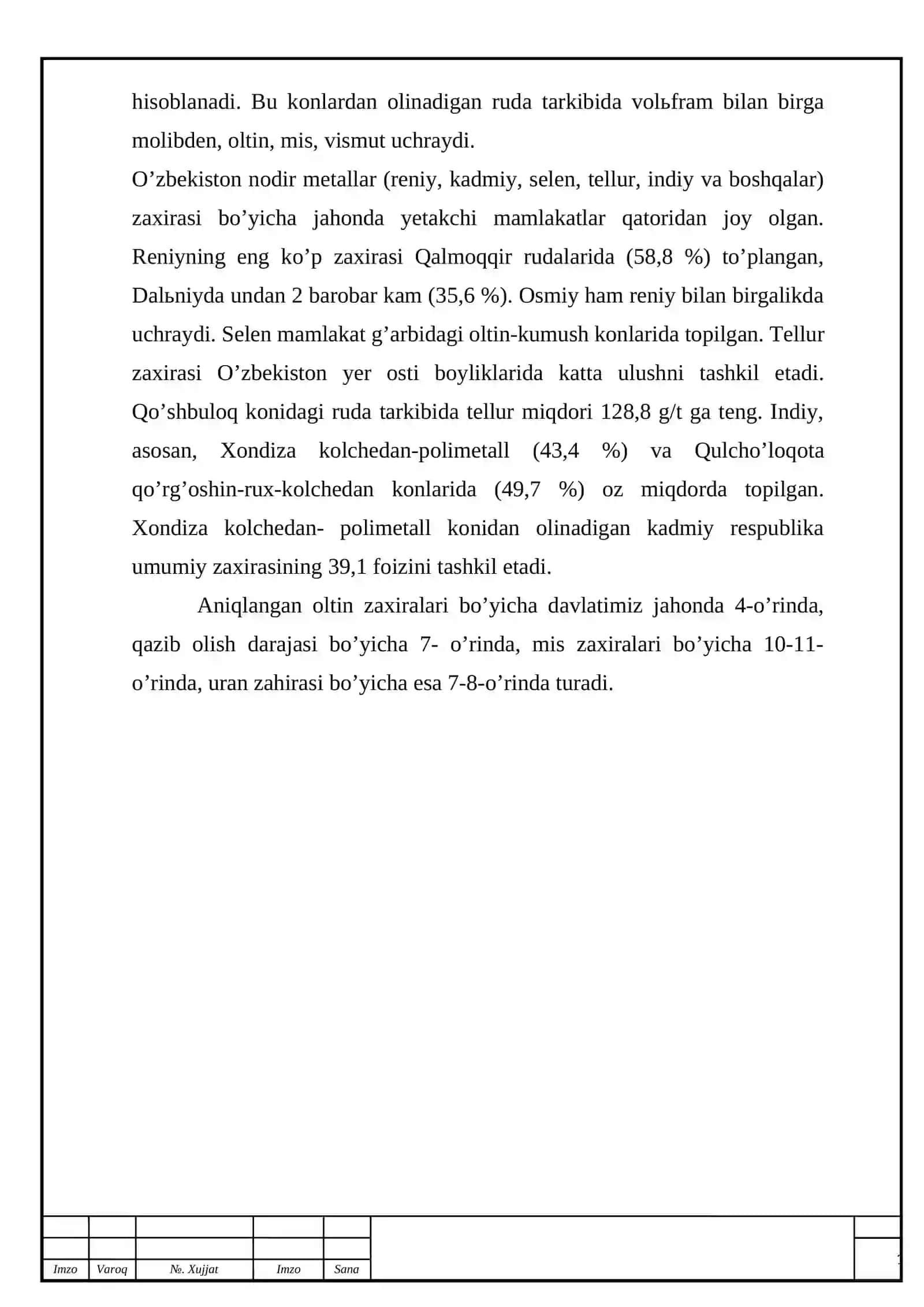 kollektiv konsentratdagi molibdenni boyitish texnologiyasi diplom ishi 4