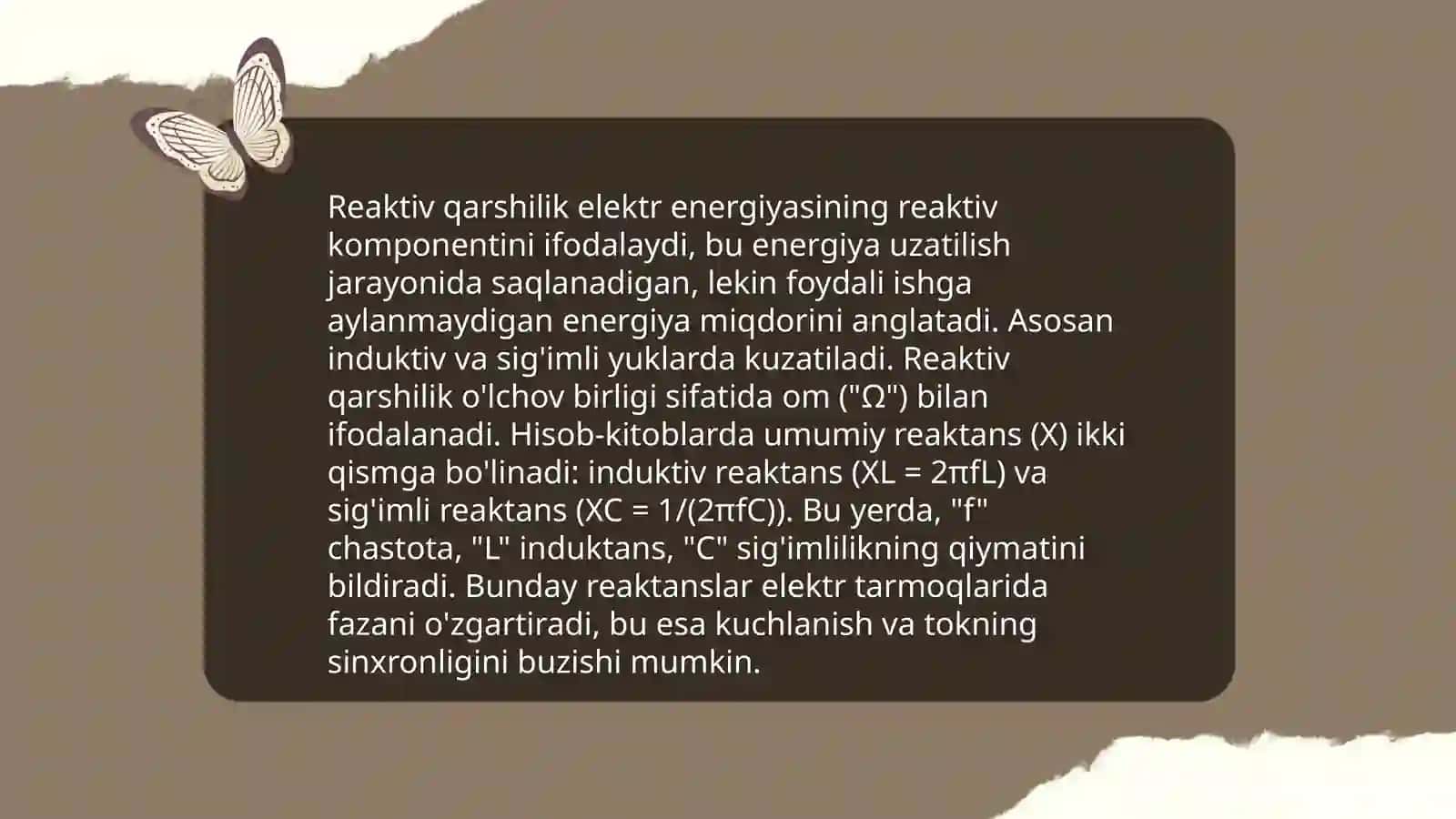 Aktiv va reaktiv qarshiliklarning farqi 4