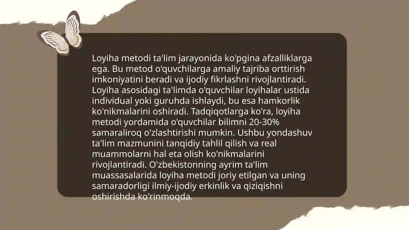 Darslarda loyiha metodi bilan ishlashning afzalliklari hamda uchraydigan muammolari 4
