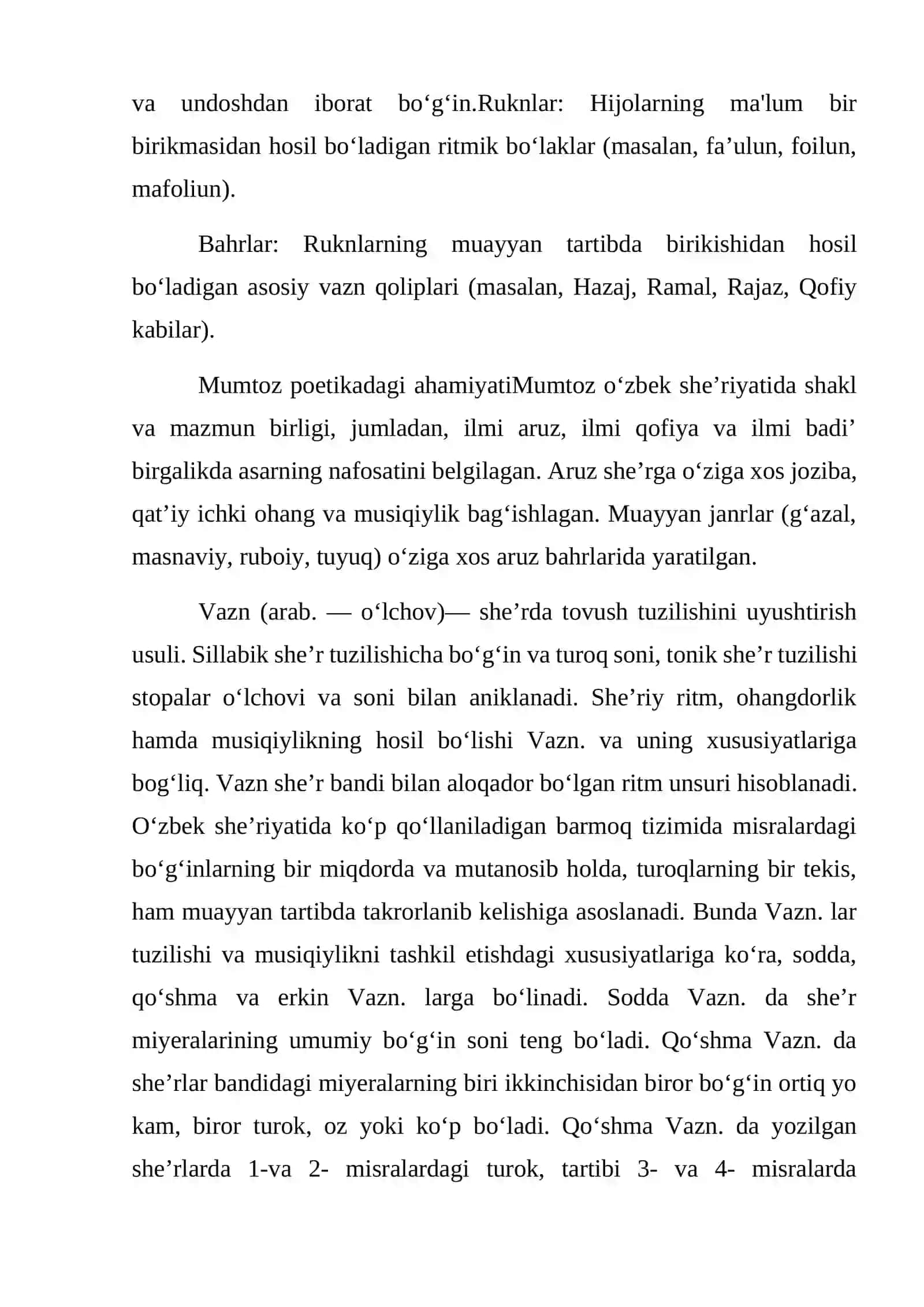 Mumtoz va zamonaviy o'zbek sheriyatida vaznlar evolutsiyasi va janrlar dinamikasi 4