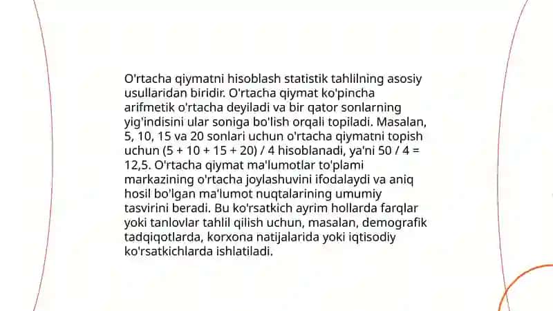 Statistik funksiyalar bilan tanishuv 4