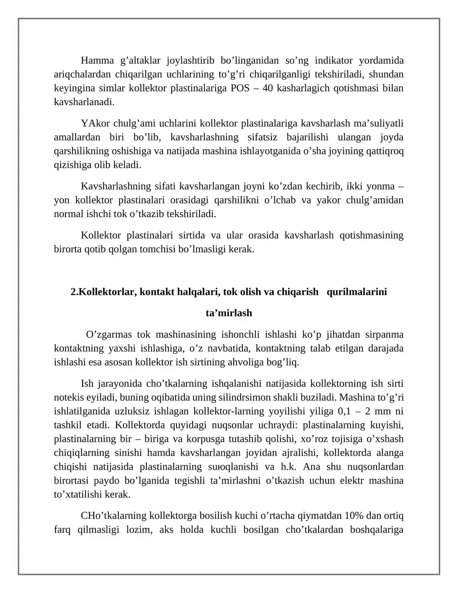 Kоnchilik kоrхоnalaridagi o’zgarmas tоk elеktr mоtоrlarini ta’mirlash va ularga tехnik хizmat ko’rsatish 4
