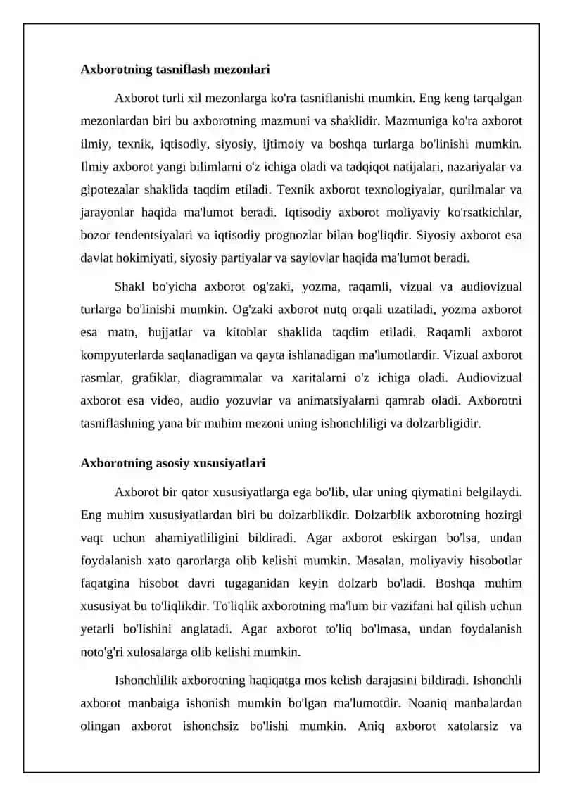 Axborotning turlari va xususiyatlari 4