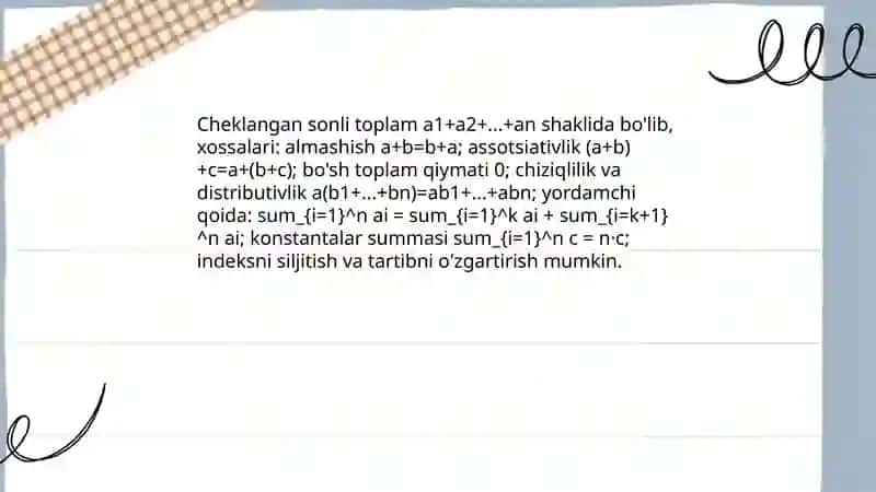 Sonli toplamlar haqida ma'lumot 4