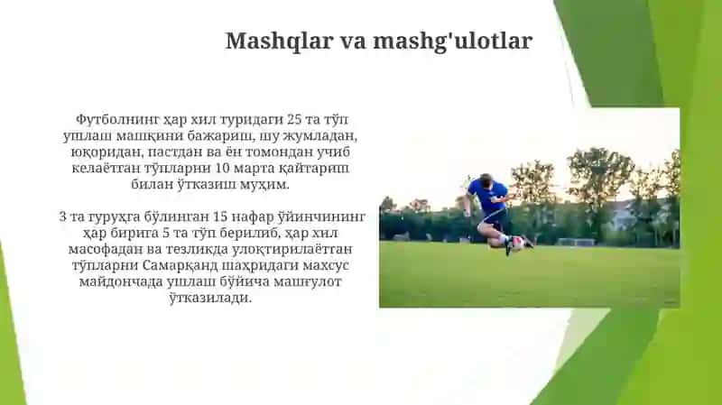 Futbol to'pini qabul qlishning texnikasini egallash 4