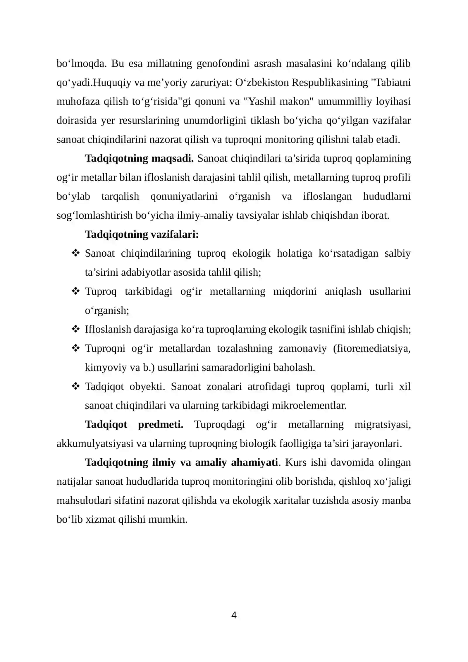 Tuproq qoplamining sanoat chiqindilari tarkibidagi ogʻir metallar bilan ifloslanishi. 4