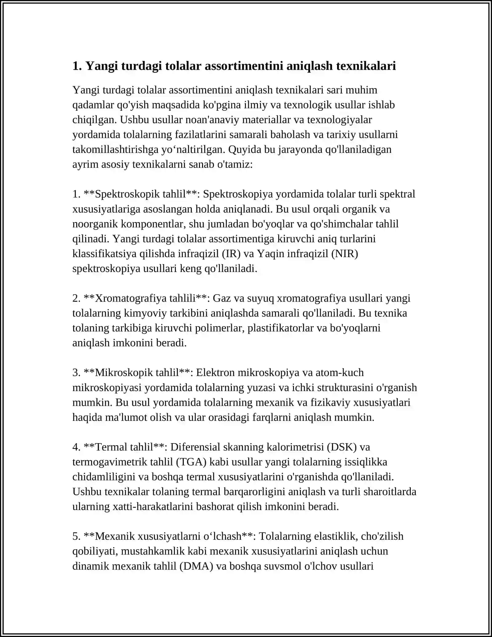 YANGI TURDAGI TOLALAR ASSORTIMENTI BO'YICHA INTERNET MA'LUMOTLARIDAN FOYDALANISH 4