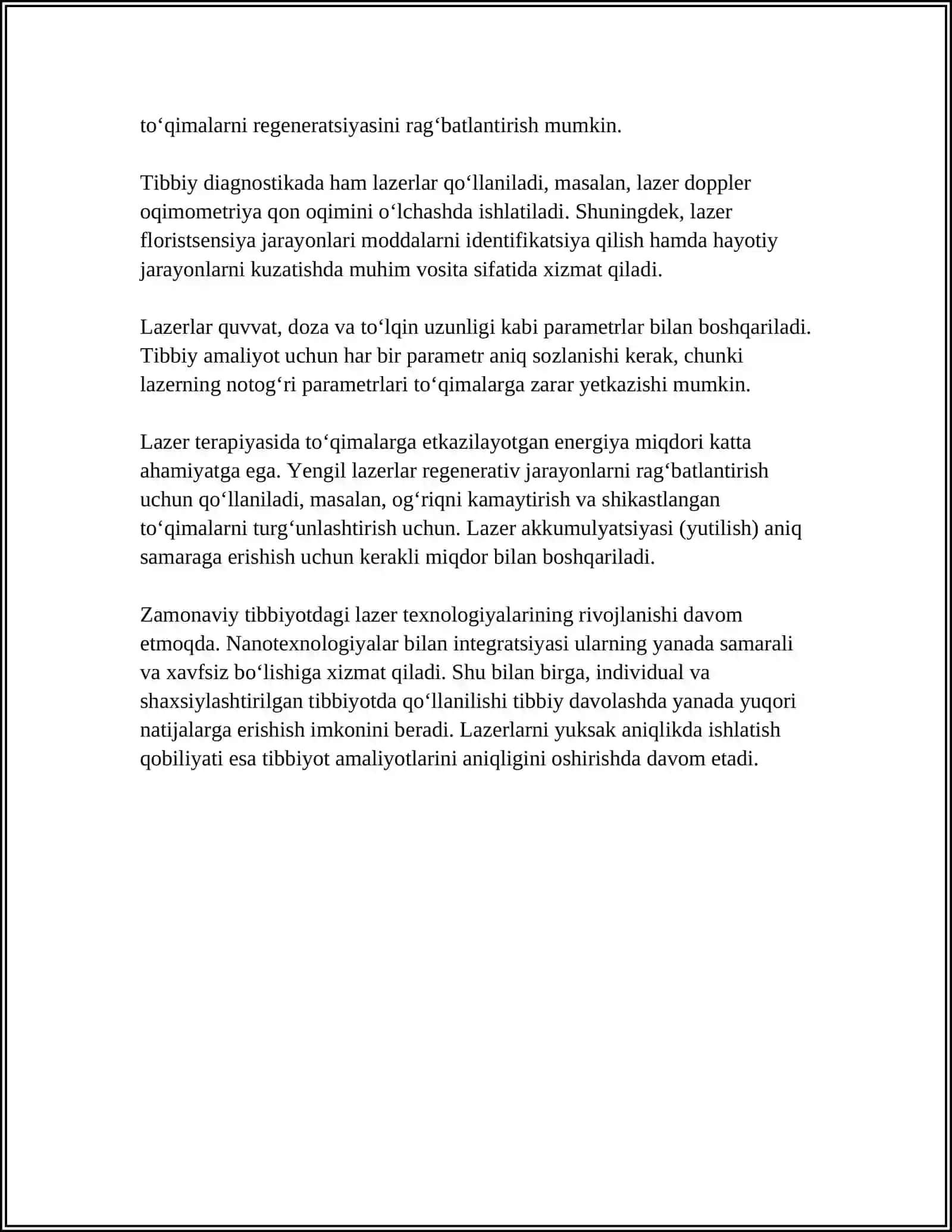 LAZER VA ULARDAN TIBBIYOTDA FOYDALANISH 4
