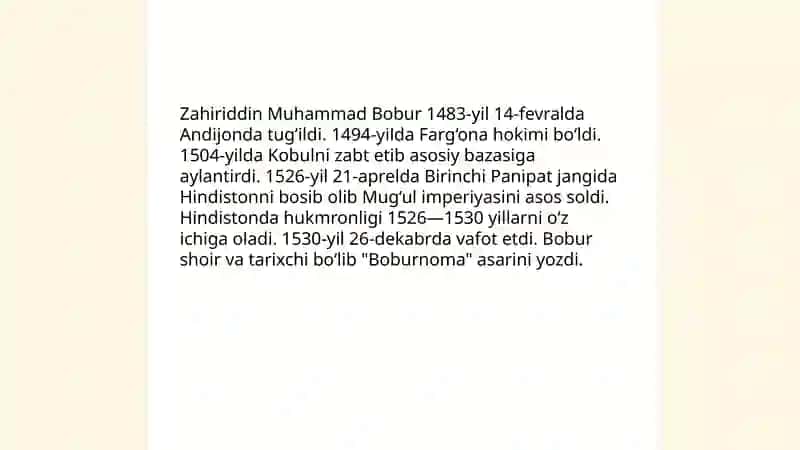 Amir Temur va Zahiridin Muhammad Bobu haqida 4