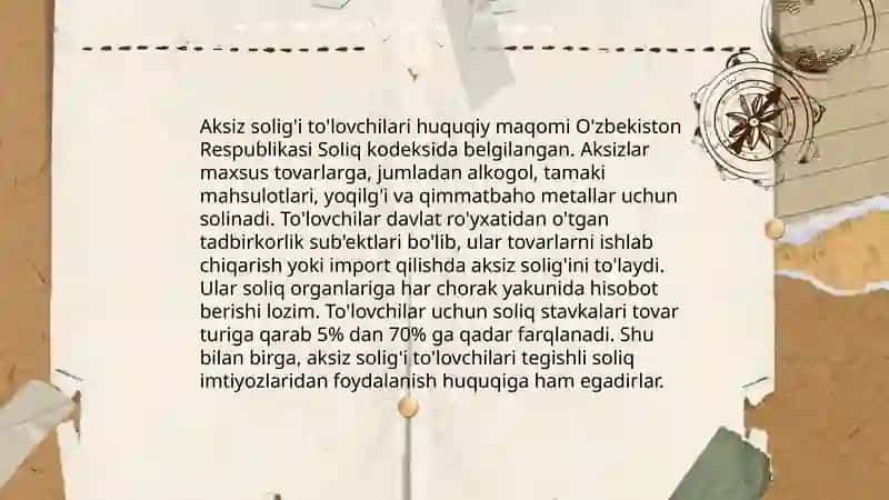 Aksiz solig’I to’lovchilari tarkibi va soliq solish ob’ekti 4