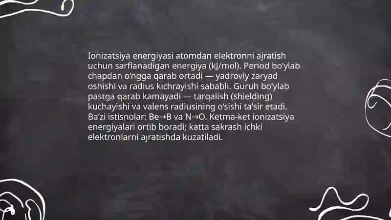 Elementlarning davriy o‘zgaruvchan xassalari 4
