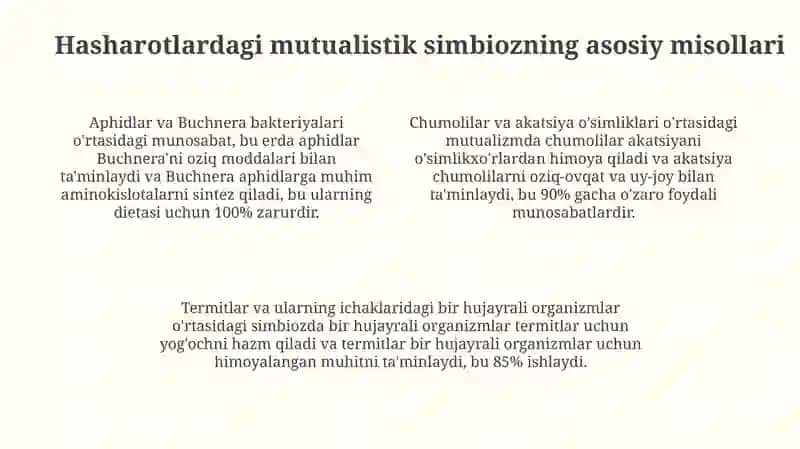 Hasharotlarning simbiotik o'zaro foydali bog'liqlarning kelib chiqishi 4