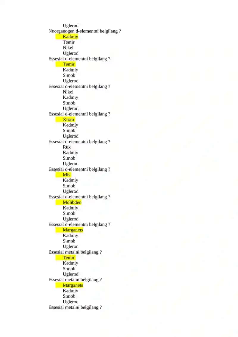 Marganets elementi biologik elementlarning qanday tur(lar)iga misol bo’la oladi? 4