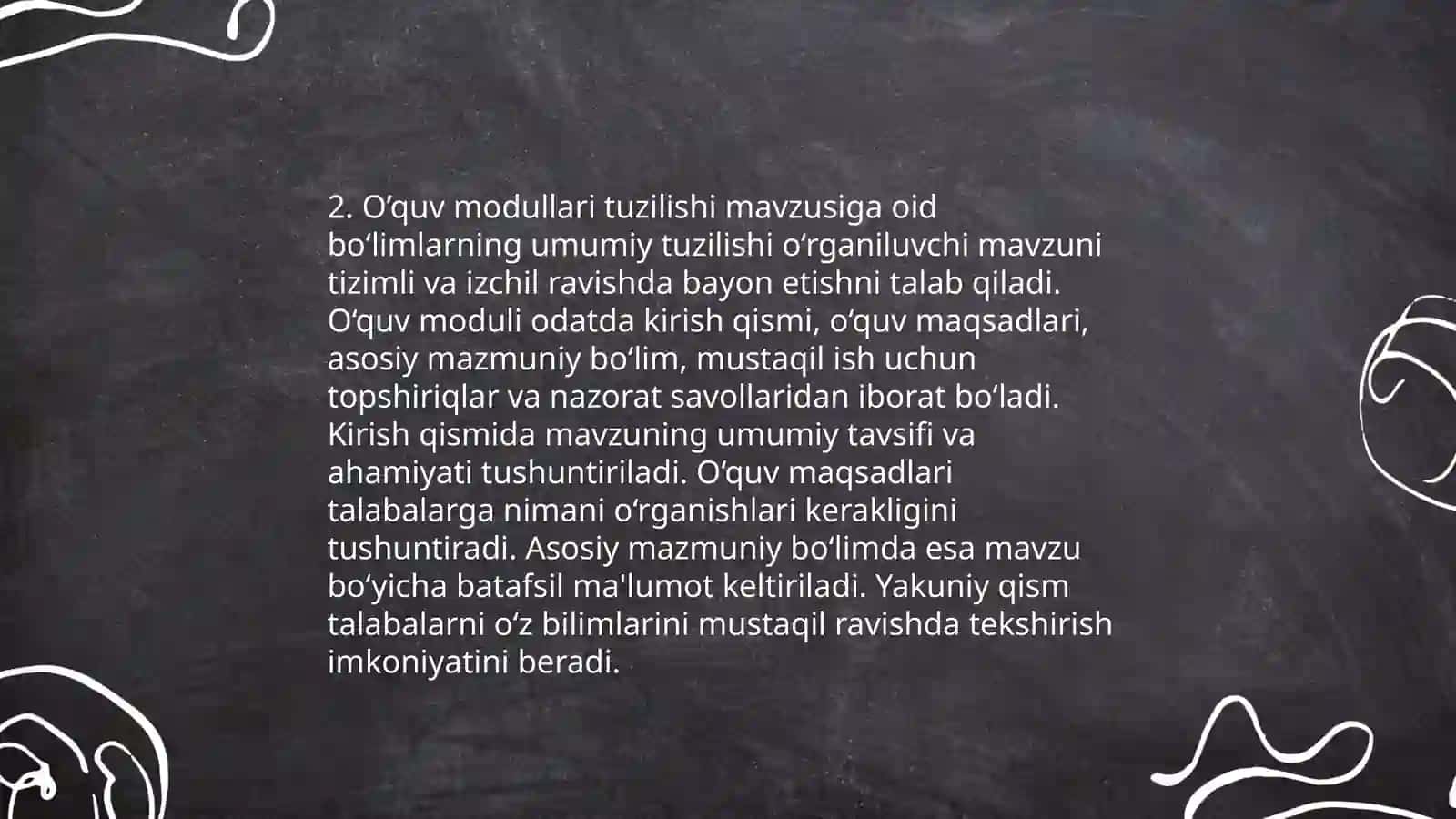 O’qituvchi – tyutor ma’lumotlar bazasi. O’quv modullari ma’lumotlar bazasi. O’quv materiallarining kompyuter disklari, vieo-audio kasetalar va qog’oz variantlari 4