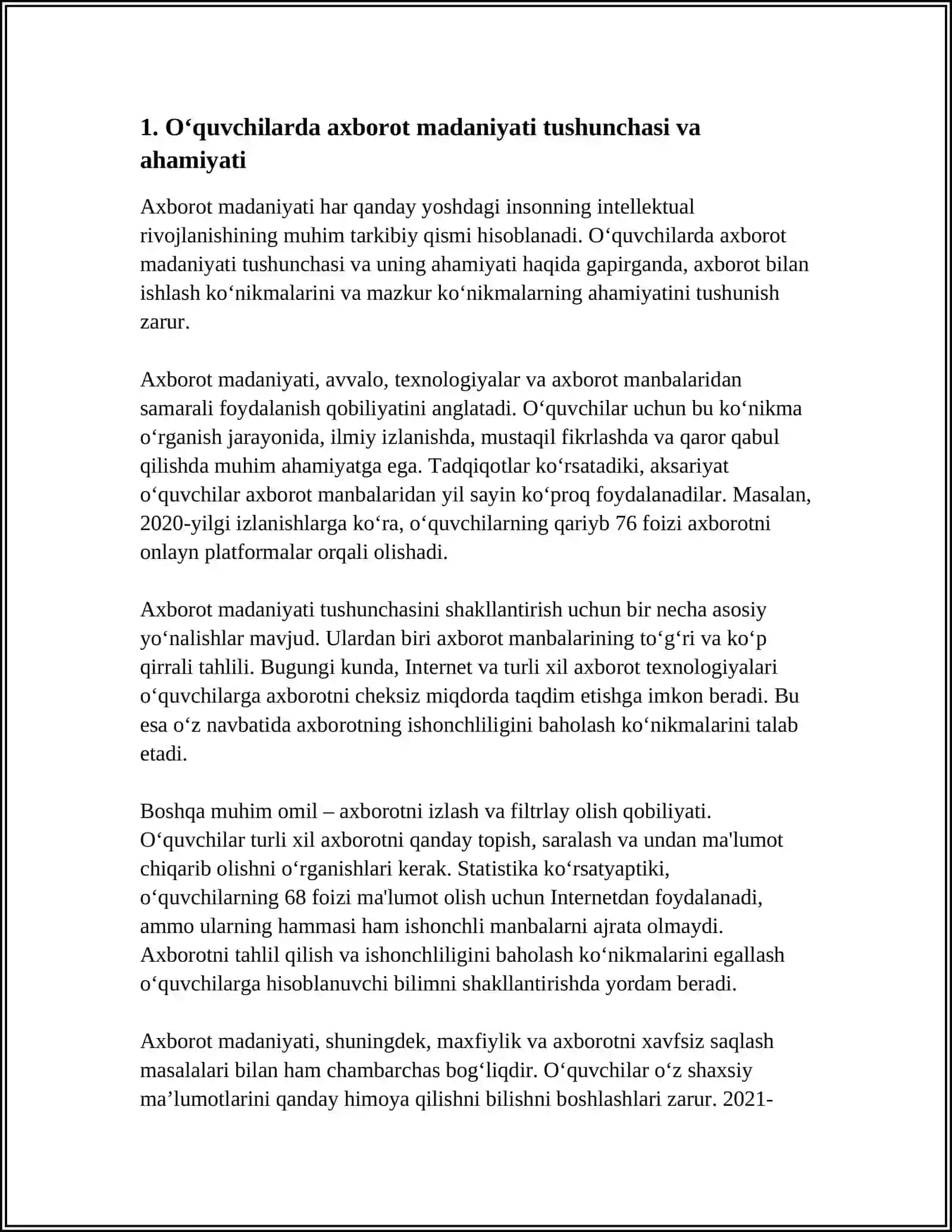 OʻQUVCHILARDA AXBOROT MADANIYATINI SHAKILLANTIRISH TEXNALOGIYASI 4