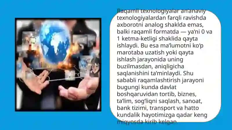 Raqamli texnalogiyalarining asosiy imkoniyatlari. 4