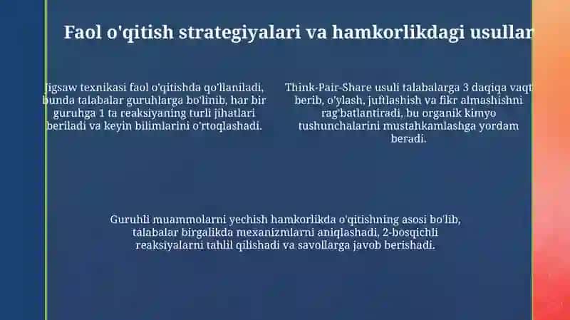 Organik kimyo o'qitish metodlari 4