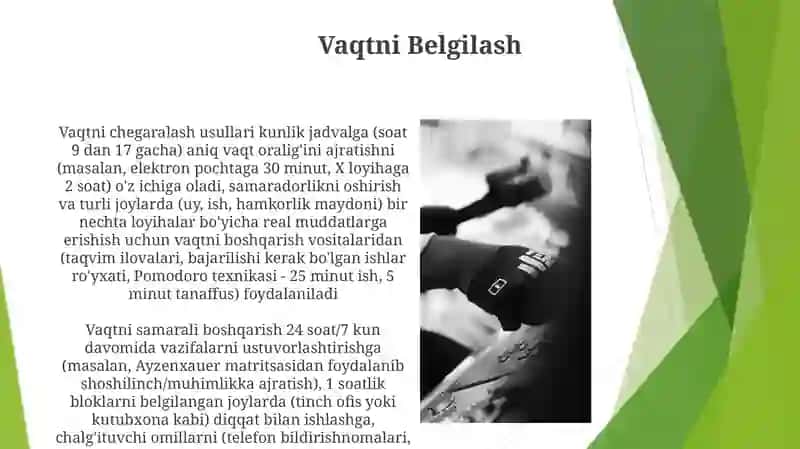 Kelajakka sarmoya - vaqtni to'g'ri taqsimlash 4