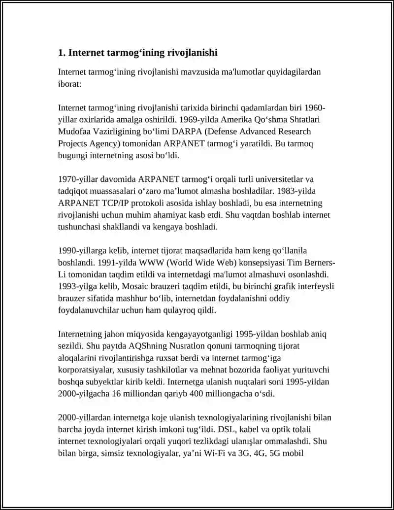 MUSTAQIL ISH Mavzu: INTERNET TARMOG‘INING AXBOROT QIDIRUV TIZIMLARIDAN FOYDALANISH. 4