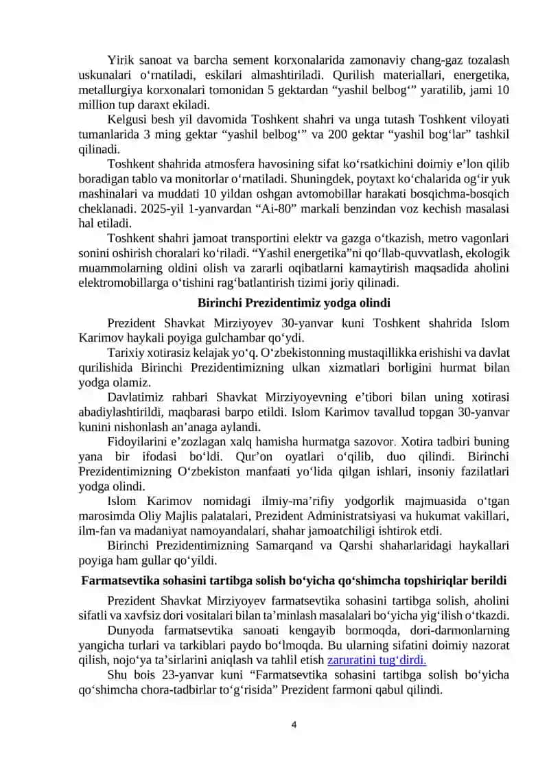 MAʼLUMOTLAR: Qurilish, transport va ekologiya sohalaridagi ishlar tahlil qilinib, muhim vazifalar belgilandi 4