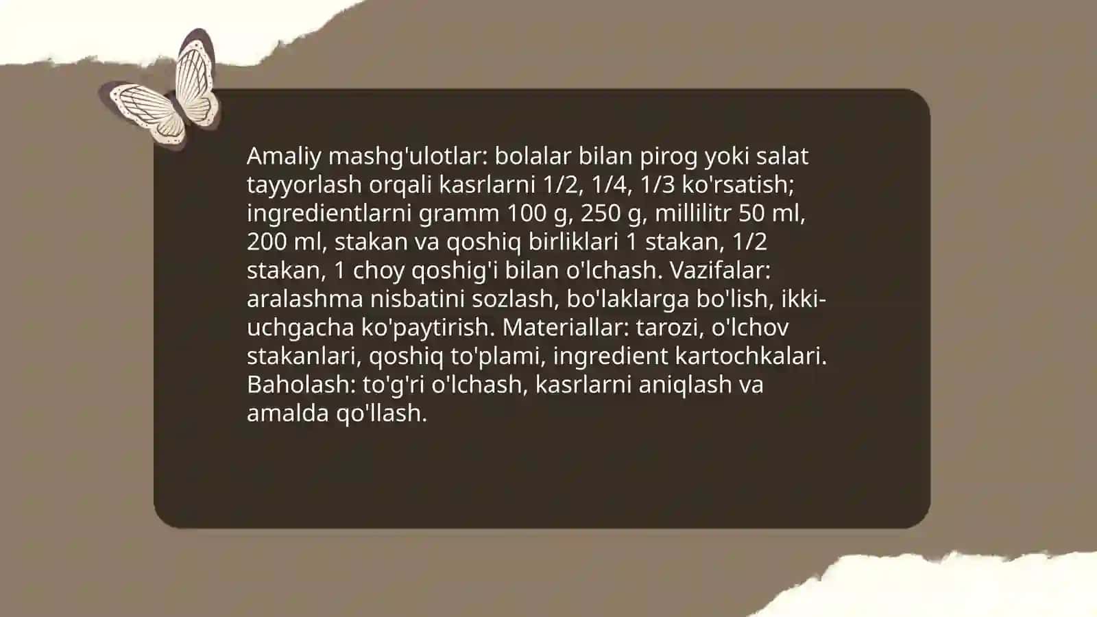 Mastabga tayyorlov guruh matematika mashg'ulotlarini kundalik turmush bilan bog'lish orqali amalga oshirish yo'llari Abdalikova Oqila 4