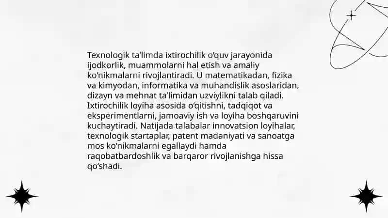 Ixtirochilik asoslari fanining mohiyati va vazifalari Texnologik ta’lim yo‘nalishi 4