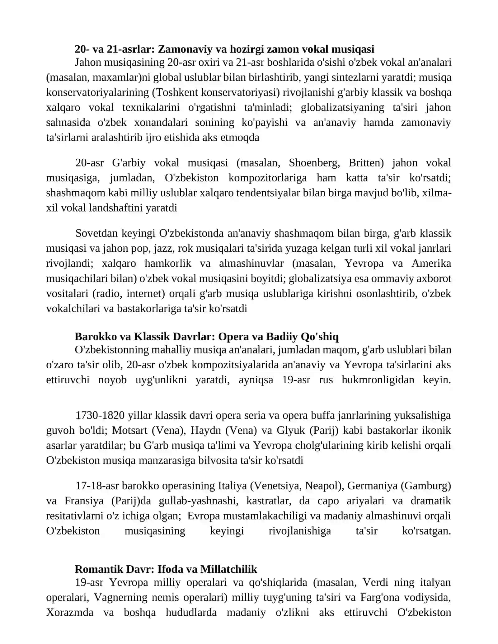Jahon va o'zbekiston xonandalik san'ati vujudga kelishi 4