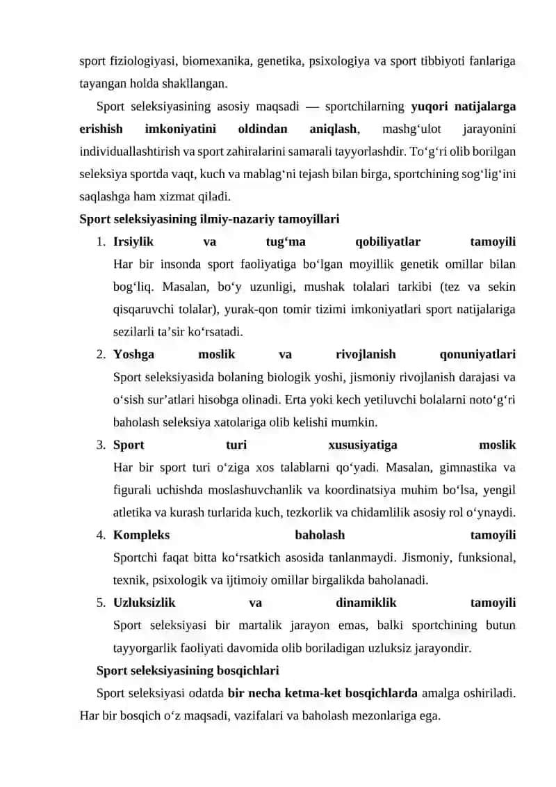 Sport turlariga tanlab olish va seleksiya ishlarining ilmiy-metodik asoslari 4