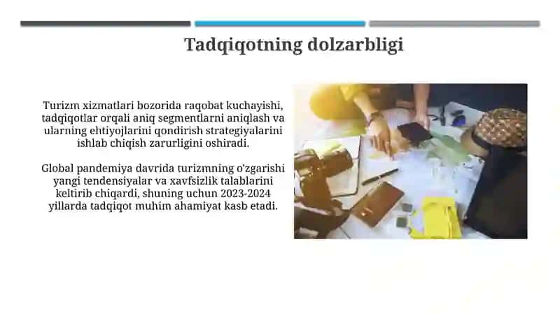 Turizm xizmatlari bozorining marketing tadqiqotlari 4