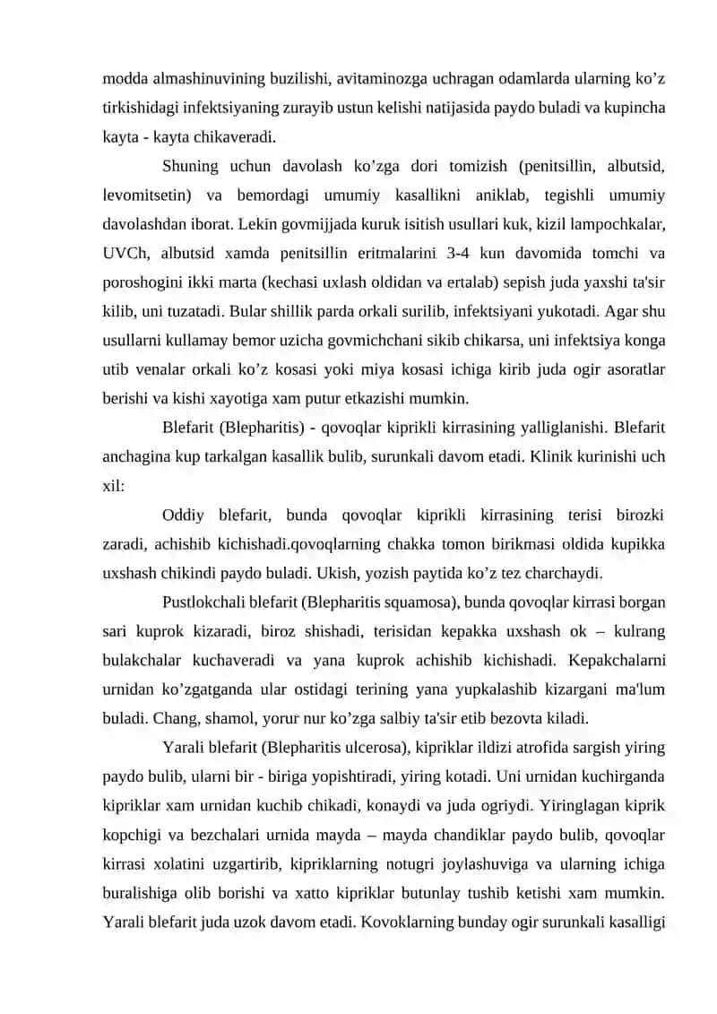 Qovoq, kon'yunktiva va ko`z yosh a'zolari kasalliklari 4