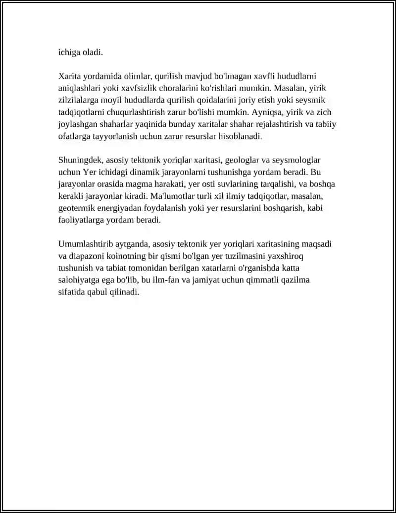 ASOSIY TEKTONIK YER YORIQLARI XARITASI BILAN ISHLASH 4