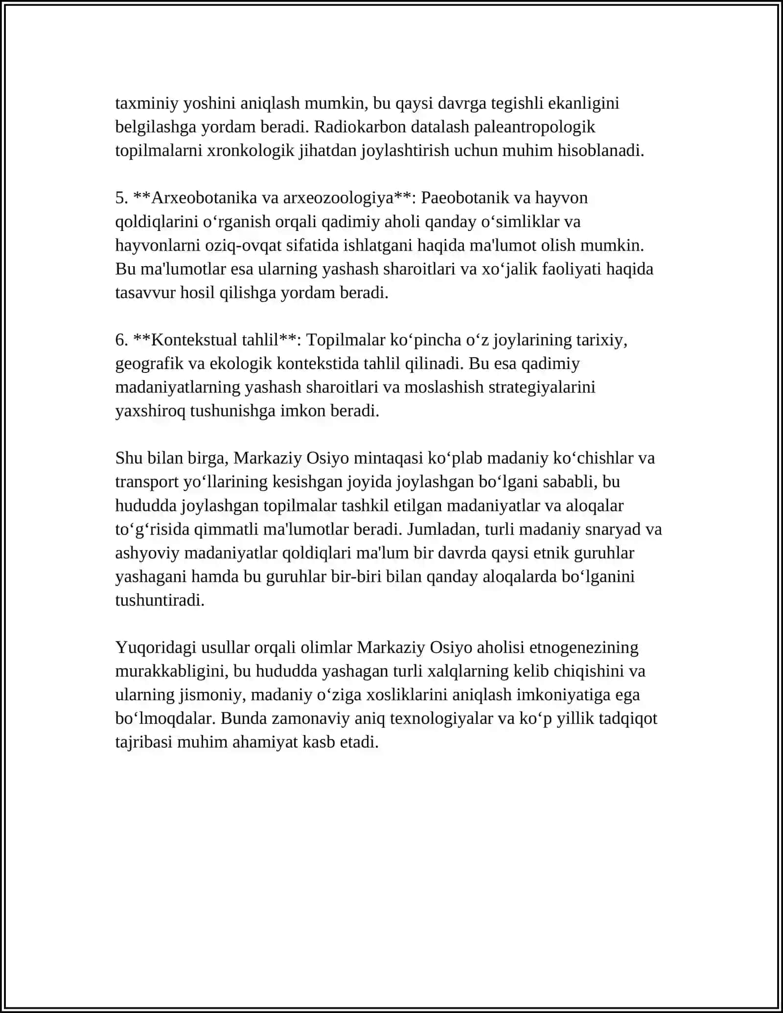 PALEANTROPOLOGIK TOPILMALARNI MARKAZIY OSIYO AHOLISI ETNOGENEZI URGANISHDAGI RULI 4