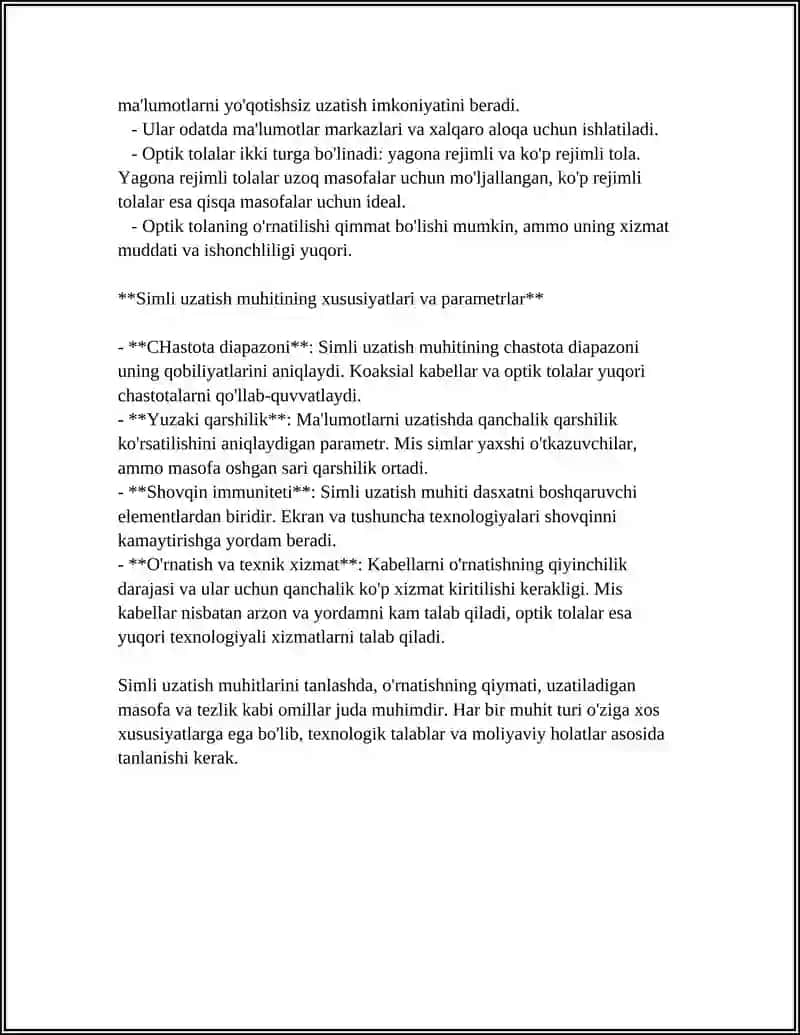 Simli uzatish muhitining turlari 4