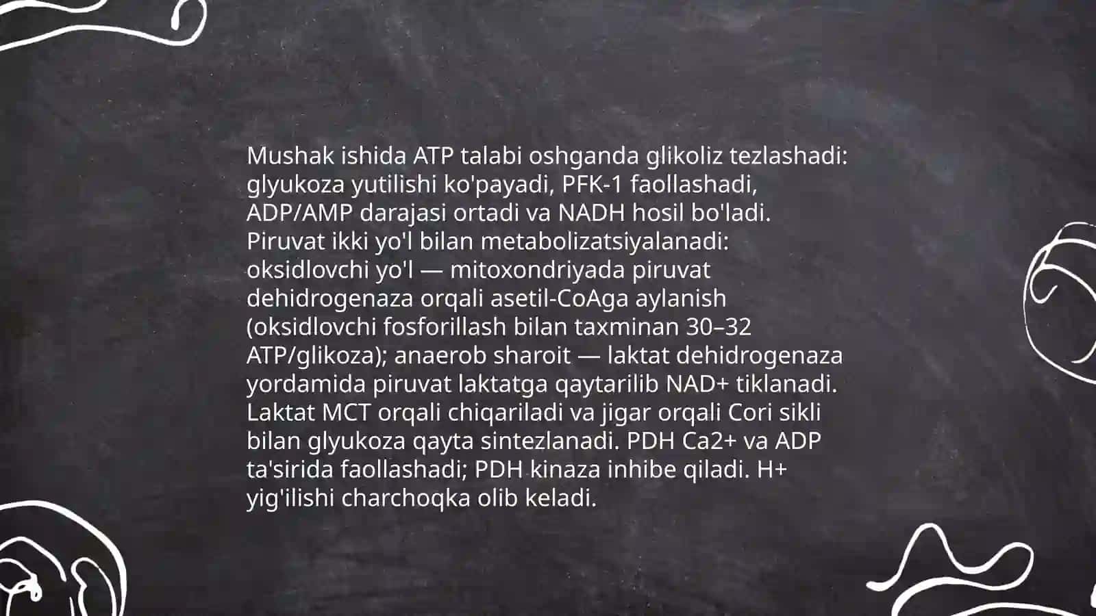 Muskil ish faoliyatida organizmda sodir boʻladigan biokimyoviy oʻzgarishlar 4